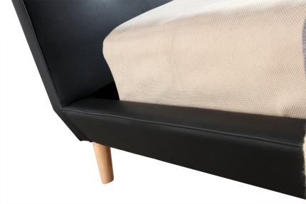 Double PU Leather Deluxe Bed Frame Black - Image 3