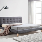 King Linen Fabric Deluxe Bed Frame Grey