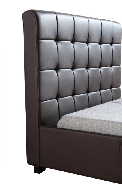 King Single PU Leather Deluxe Bed Frame Brown - Image 5