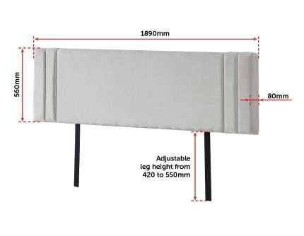Linen Fabric King Bed Deluxe Headboard Bedhead - Beige - Image 6