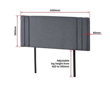 Linen Fabric Double Bed Deluxe Headboard Bedhead - Grey - Image 6