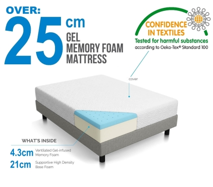 Palermo Queen 25cm Gel Memory Foam Mattress - Dual-Layered - CertiPUR-US Certified - Image 3