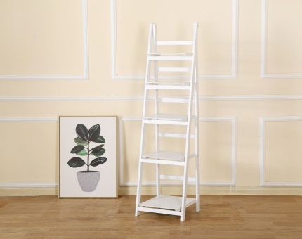 5 Tier Wooden Ladder Shelf Stand Storage Book Shelves Shelving Display Rack - Image 6