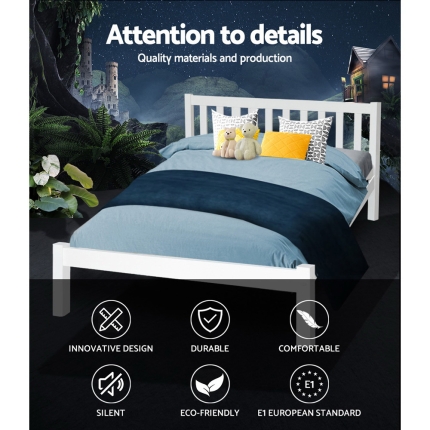 Artiss Double Full Size Wooden Bed Frame SOFIE Pine Timber Mattress Base Bedroom - Image 3