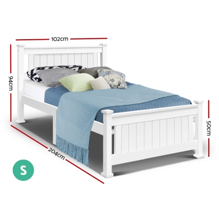 Single Size Wooden Bed Frame - White - Image 2