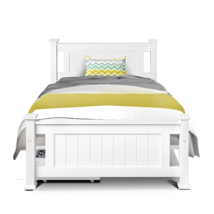 Artiss Wooden Bed Frame Timber Single Size RIO Kids Adults Storage Drawers Base - Image 3