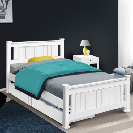 Artiss Wooden Bed Frame Timber Single Size RIO Kids Adults Storage Drawers Base - Image 7
