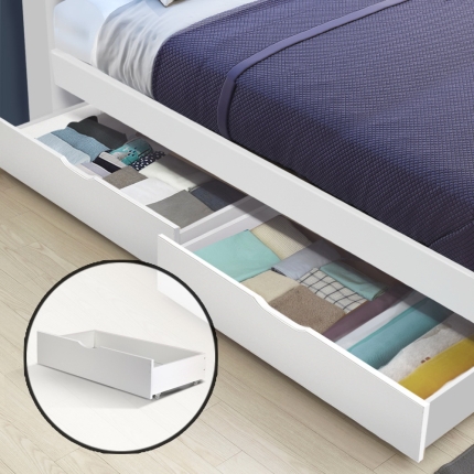 Artiss 2x Storage Drawers Trundle for Single Wooden Bed Frame Base Timber White - Image 7