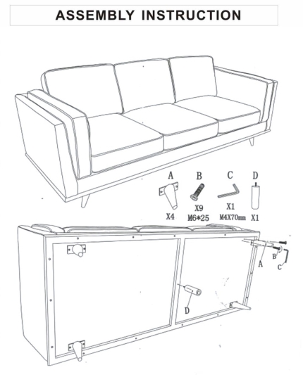3 Seater Stylish Leatherette Brown York Sofa - Image 6