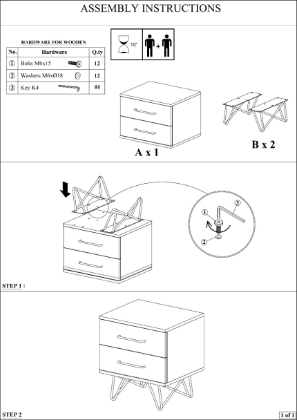 Shelby Bedside Table - 2 Drawers - Image 5