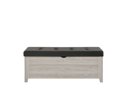 Blanket Box Ottoman Storage With Leather Upholstery In White Oak - Image 2