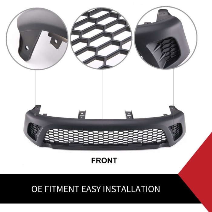 Front Grill Grille ABS Matt Black Fit Toyota Hilux Revo SR SR5 TRD 2015-2017 - Image 3