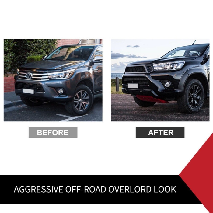 Front Grill Grille ABS Matt Black Fit Toyota Hilux Revo SR SR5 TRD 2015-2017 - Image 8