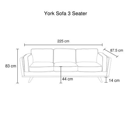 York Sofa 3 Seater Teal - Image 7