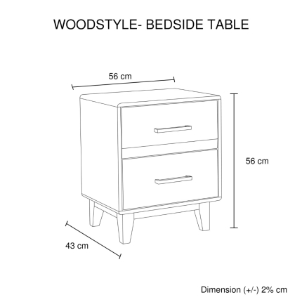 Woodstyle Bedside 2 drawers - Image 6