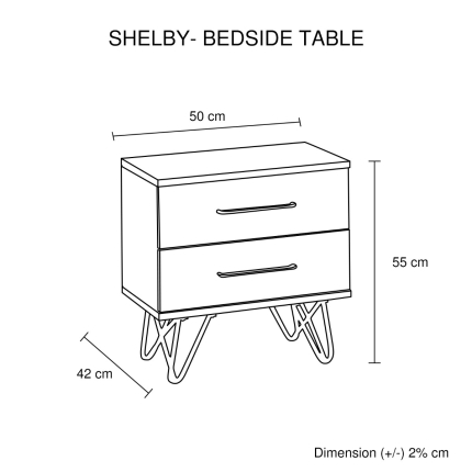 Shelby Bedside Table - 2 Drawers - Image 6