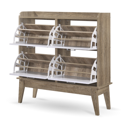 Large Shoe Cabinet Rack Oak - Image 3