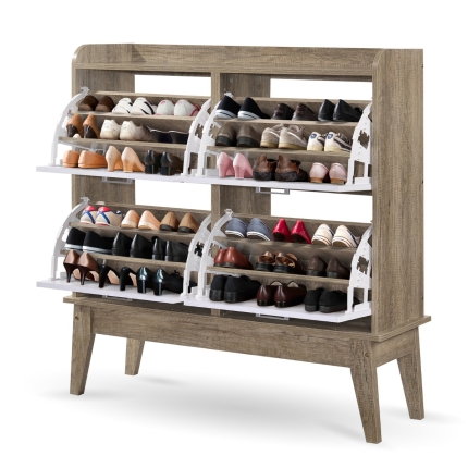 Large Shoe Cabinet Rack Oak - Image 2