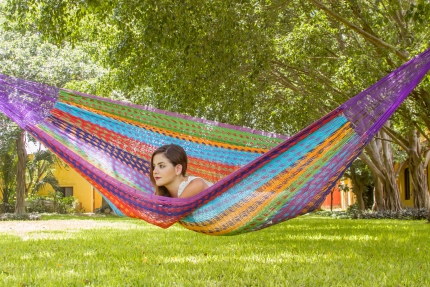 Queen Size Outdoor Cotton Hammock in Colorina