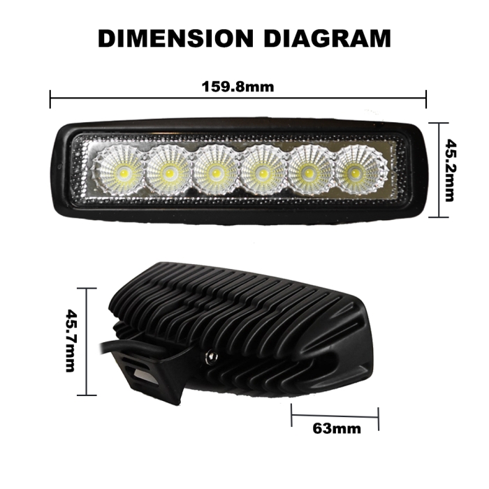 Pair 6inch 30W LED Work Light Bar Flood Reverse Fog Lights 4WD - Image 6