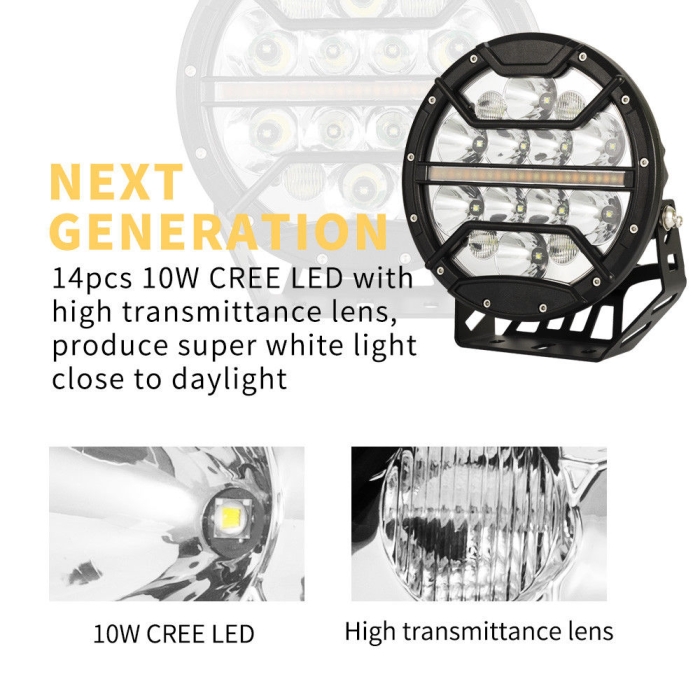 Pair 9inch CREE LED Driving Lights Spotlights Spot Flood Combo 4x4 OffRoad SUV Automotive - Image 3