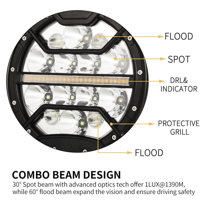 Pair 9inch CREE LED Driving Lights Spotlights Spot Flood Combo 4x4 OffRoad SUV Automotive - Image 4