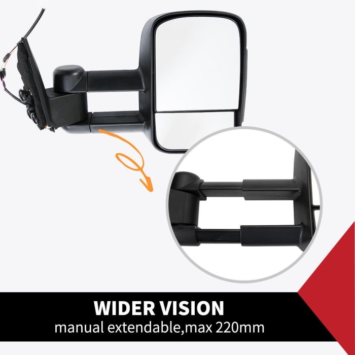 2pcs Towing Extendable Mirrors Toyota Prado 150 Series Wagon Nov 2009 a onwards - Image 7