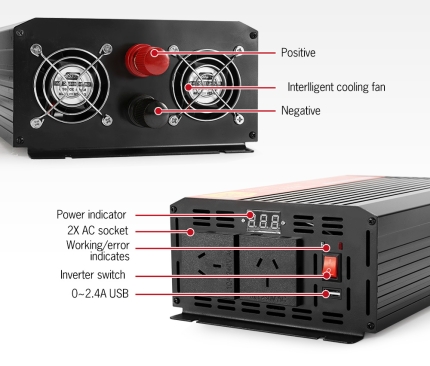 Pure Sine Wave 1500W Max 3000W 12V-230V Power Inverter Car Caravan Camping Boat - Image 8