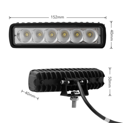 2 x 6inch 18W LED Work Light Bar Driving Lamp Flood Truck Offroad MINING UTE 4WD - Image 4