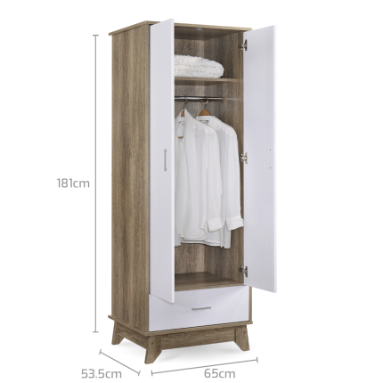 2 Door Wardrobe w/ Drawer Oak - Image 4