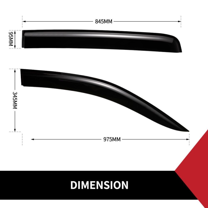 Weather Shield Window Visor for Ford Ranger MK1 MK2 11-18 Double Cab Wildtrack - Image 9