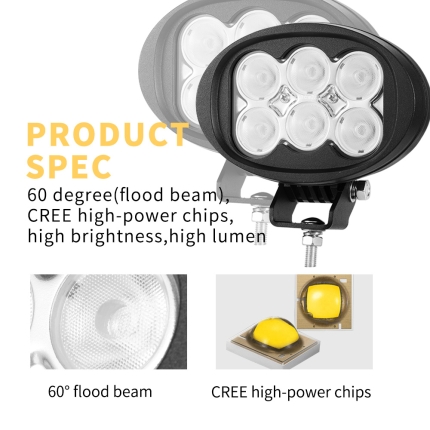 6inch 60W CREE LED Work Light Flood Beam 4WD Tractor Boat Super Bright Round - Image 8