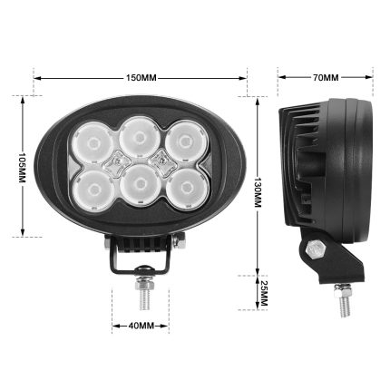 6inch 60W CREE LED Work Light Flood Beam 4WD Tractor Boat Super Bright Round - Image 9