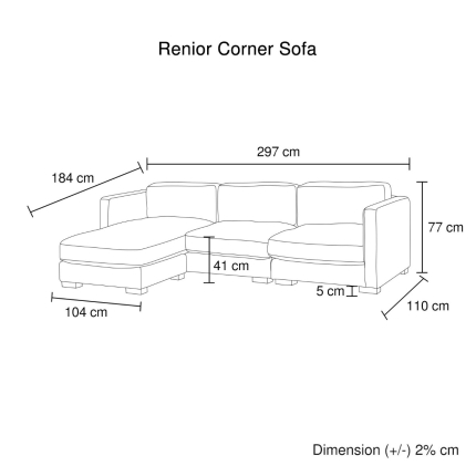 Renior Corner Sofa 3 Seater with Chaise - Image 3