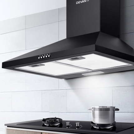 Devanti Pyramid Range Hood Rangehood 600mm 60cm Kitchen Canopy Black - Image 7