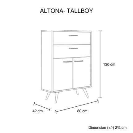 Altona Acacia 4 Drawers Tallboy Storage Cabinet Wood - Image 2