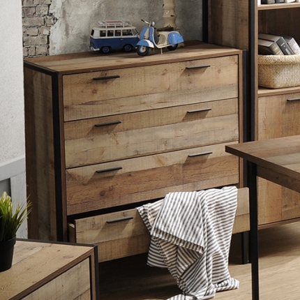 Mascot 4 Drawers Tallboy Storage Cabinet Oak Colour - Image 6