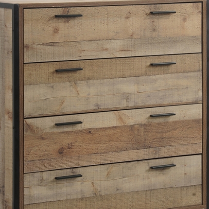 Mascot 4 Drawers Tallboy Storage Cabinet Oak Colour - Image 4
