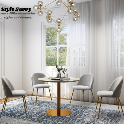 Adie Grey Velvet Dining Chair with Gold Legs Set of 2 - Image 6