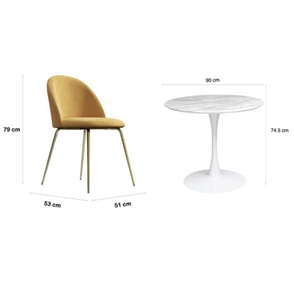 Gold Audrey Joan White 5 Piece Dining Set Table and Chairs - Image 2