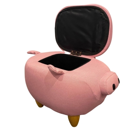 Pinky Pig Kid's Ottoman with Storage - Image 3