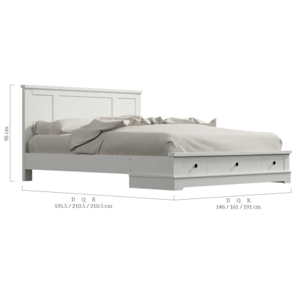 Margaux White Coastal Lifestyle Bedframe with Storage Drawers Queen - Image 2