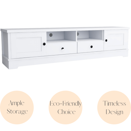Margaux White Coastal Style 180cm Entertainment Unit - Image 3