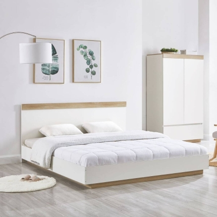 Aiden Industrial Contemporary White Oak Bed Frame King Size - Image 7