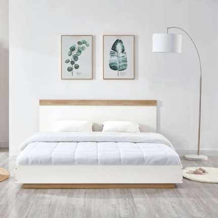 Aiden Industrial Contemporary White Oak Bed Frame King Size - Image 6