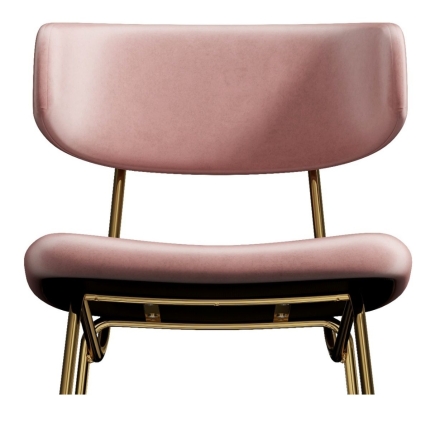 Kylie Modern Blush Velvet Barstool with Gold Legs Set of 2 - Image 4