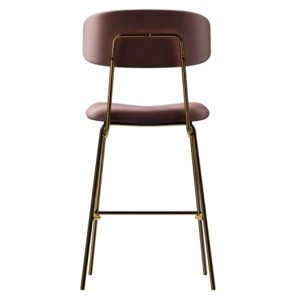 Kylie Modern Blush Velvet Barstool with Gold Legs Set of 2 - Image 5