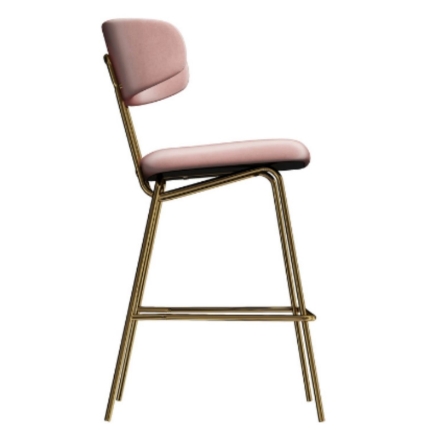 Kylie Modern Blush Velvet Barstool with Gold Legs Set of 2 - Image 6