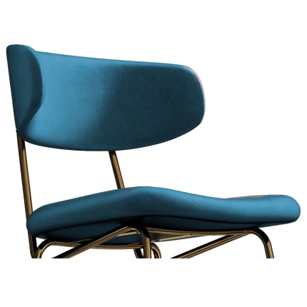 Kylie Modern Sapphire Blue Velvet Barstool with Gold Legs Set of 2 - Image 4