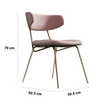 Kylie Modern Blush Dining Chair with Gold Legs Set of 2 - Image 2